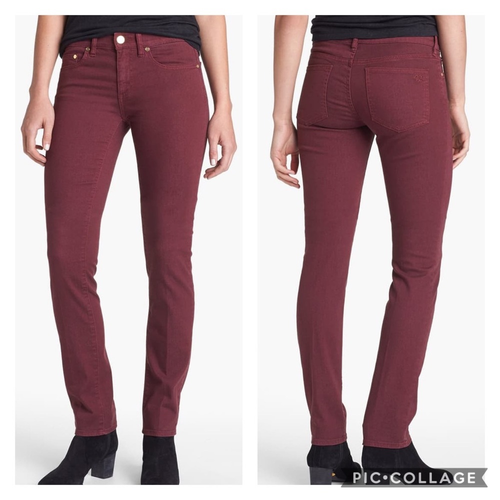 Tory Burch Slim Skinny Jeans in Wine Red